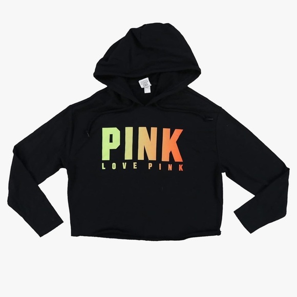 Victoria's Secret Pink Hoodie Cropped Open Back Sweatshirt - Picture 1 of 3